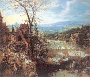 Momper II, Joos de A Flemish Market and Washing-Place oil painting